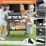 Arribueno Portable Stand for Blackstone 17 & 22 Inch Griddle - Sturdy Outdoor Grill Table for Ooni Pizza Oven, Ninja Woodfire Grills, Foldable Grill Cart w/Wheels, Gas Tank Mount & Storage Shelf