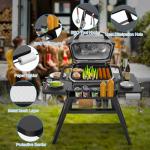 Grill Stand for Ninja Woodfire Outdoor Grills, Portable Adjustable Grill Cart Table for Ninja XSKUNSTAND OG700 OG800 OG900 OO101 Series & Stand for MO201 Artisan Pizza Oven Accessories with Shelves