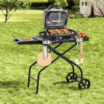GRILL FORCE Grill Stand for Ninja Woodfire Outdoor Grills, Fits for Ninja OG700 Series OG701 OG705 OG750 OG751, Collapsible Outdoor Grill Cart for ninja Smoker, 22" Blackstone, Hooks