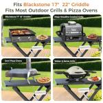 Pariplus Grill Table Stand for Blackstone 17” & 22” Griddle, Ninja Woodfire Outdoor Grills, Ooni Pizza Oven, 34"x20" Foldable Grill Cart with Wheels and Handle for Camping & Backyard BBQ