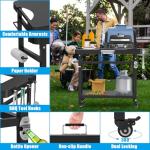 Outspark Grill Stand for Ninja Woodfire Outdoor Portable Prep Cart Table Station for Ninja XSKUNSTAND OG700 OG800 OG900 OO101 Series and Smoker Pizza Oven Accessories with Wheels & Grill Cover