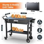 Arribueno Portable Stand for Blackstone 17 & 22 Inch Griddle - Sturdy Outdoor Grill Table for Ooni Pizza Oven, Ninja Woodfire Grills, Foldable Grill Cart w/Wheels, Gas Tank Mount & Storage Shelf