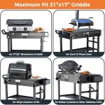 Arribueno Portable Stand for Blackstone 17 & 22 Inch Griddle - Sturdy Outdoor Grill Table for Ooni Pizza Oven, Ninja Woodfire Grills, Foldable Grill Cart w/Wheels, Gas Tank Mount & Storage Shelf