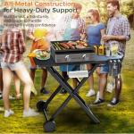 Pariplus Grill Table Stand for Blackstone 17” & 22” Griddle, Ninja Woodfire Outdoor Grills, Ooni Pizza Oven, 34"x20" Foldable Grill Cart with Wheels and Handle for Camping & Backyard BBQ