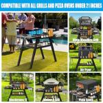 Grill Stand for Ninja Woodfire Outdoor Grills, Portable Adjustable Grill Cart Table for Ninja XSKUNSTAND OG700 OG800 OG900 OO101 Series & Stand for MO201 Artisan Pizza Oven Accessories with Shelves