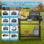 Outspark Grill Stand for Ninja Woodfire Outdoor Portable Prep Cart Table Station for Ninja XSKUNSTAND OG700 OG800 OG900 OO101 Series and Smoker Pizza Oven Accessories with Wheels & Grill Cover