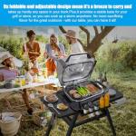 Grill Stand for Ninja Woodfire Outdoor Grills, Portable Adjustable Grill Cart Table for Ninja XSKUNSTAND OG700 OG800 OG900 OO101 Series & Stand for MO201 Artisan Pizza Oven Accessories with Shelves