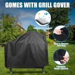 Outspark Grill Stand for Ninja Woodfire Outdoor Portable Prep Cart Table Station for Ninja XSKUNSTAND OG700 OG800 OG900 OO101 Series and Smoker Pizza Oven Accessories with Wheels & Grill Cover