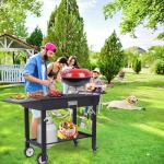 Mean Yeah Foldable Grill Cart for Blackstone Griddle, Portable Outdoor Griddle Stand for 17" & 22" Blackstone, Ninja Woodfire & Pizza Oven, Mobile BBQ Prep Table with Side Shelf & Storage