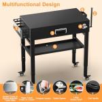 28" and 34" Upgrade Height & Quick-Fold Portable Grill Cart for Ninja Woodfire (OG700 Series), MO201 OO101 Pizza Oven, Blackstone 17"/22" Griddle – Outdoor Ninja Grill Stand with 4 Swivel Wheels