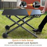 Pariplus Grill Table Stand for Blackstone 17” & 22” Griddle, Ninja Woodfire Outdoor Grills, Ooni Pizza Oven, 34"x20" Foldable Grill Cart with Wheels and Handle for Camping & Backyard BBQ