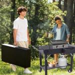 Mean Yeah Foldable Grill Cart for Blackstone Griddle, Portable Outdoor Griddle Stand for 17" & 22" Blackstone, Ninja Woodfire & Pizza Oven, Mobile BBQ Prep Table with Side Shelf & Storage