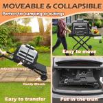 MOASKER Collapsible Grill Stand for Ninja Woodfire Outdoor Grill OG700/800/900 Series & OO101 Outdoor Pizza Oven Stand, Foldable Grill Cart for Blackstone 17/22 Griddle Stand, with Wheels & Side Table