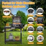 SafBbcue Grill Table for Ninja, Grill Stand for Ninja Woodfire OG700 OG800 OG900 Series & OO101, Portable Outdoor Grill Stand, Foldable Cart Table with Wheels for Ninja, Double-shelf, Hooks