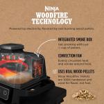 Ninja OG751 Woodfire Pro Outdoor Grill Built-In Thermometer,7-in-1 Master Grill,BBQ Smoker,& Outdoor Air Fryer Plus Bake,Roast,Dehydrate & Broil,Woodfire Technology,Weather-Resistant,Grey XL