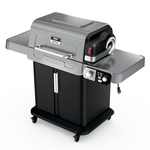 Ninja FlexFlame, Grill and Smoker, Electric and Propane Grill, Roaster, BBQ Grill, 5-in-1 Cooking System, 3 Burner, Digital Control, Outdoor Cooking, Griddle, Pizza Maker, Stainless Steel, PG301