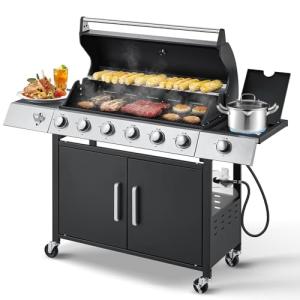 MELLCOM 60,000 BTU Stainless Steel 6-Burner Grill