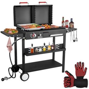 Propane Charcoal Grill Combo with Dual Lids