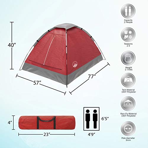 Lightweight 2-Person Camping Tent with Rain Fly