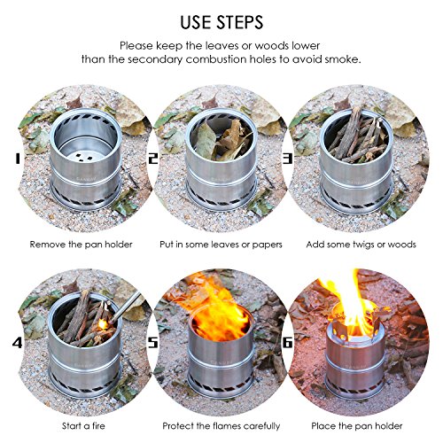 CANWAY Portable Stainless Steel Camping Wood Stove