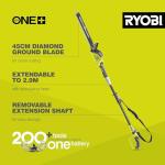 Ryobi 18V Cordless Pole Hedge Trimmer, 45cm