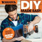 Terratek 18V Cordless Drill Driver with Accessories