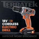 Terratek 18V Cordless Drill Driver with Accessories