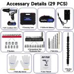 21V Cordless Drill Driver with 29 Accessories