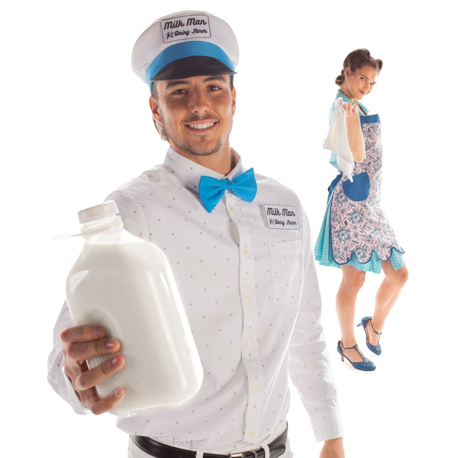 Milk Man & 1950s Housewife Couple Costume Set