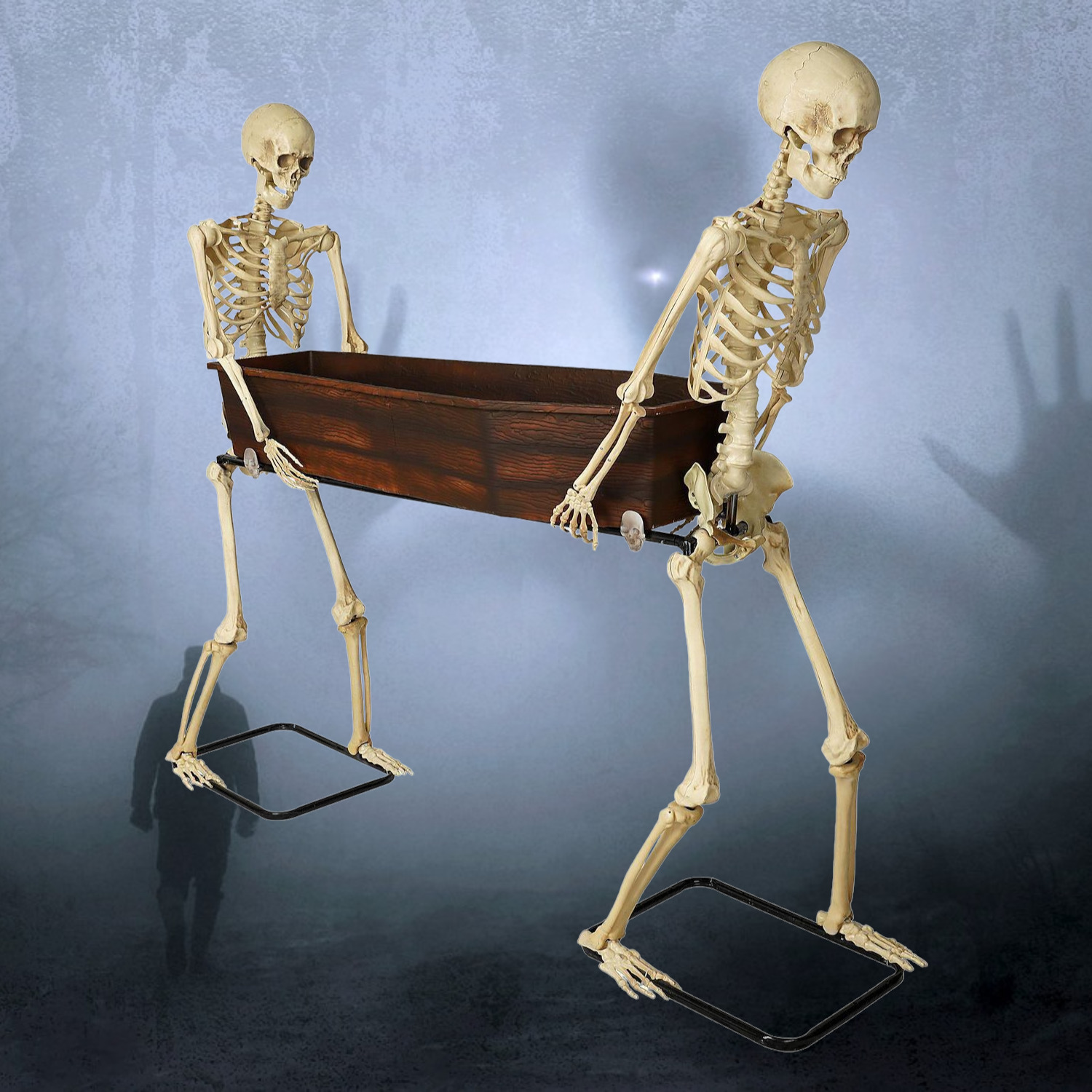Life-Size Skeleton Duo with Coffin Halloween Prop
