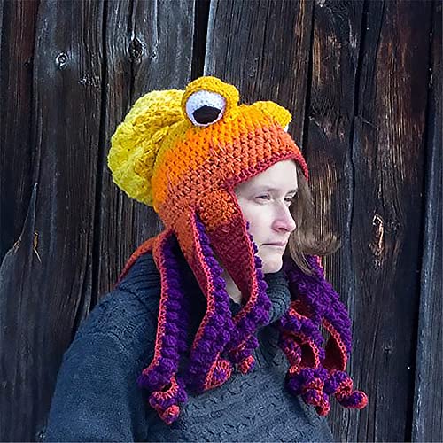 Unisex Octopus Tentacle Knit Hat for Halloween