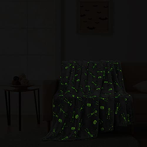 Glow in the Dark Skeletons Pumpkin Throw Blanket