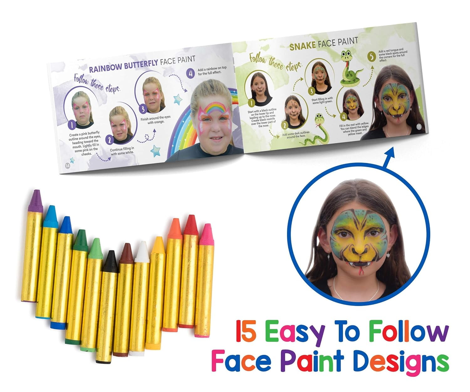 Face Paint Kit - 12 Crayon Set for Halloween