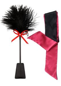 Feather Tickler and Satin Blindfold Set