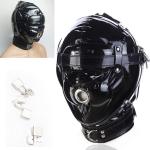 Padded Wet Look Bondage Head Hood for Sensory Play
