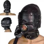 Padded PU Leather Bondage Hood with Gag