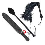 Cow Leather BDSM Role Play Flogger and Paddle Set