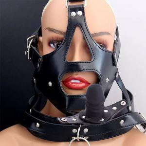 PVC Leather Head Hood with Detachable Mouth Gag