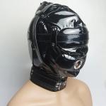 Padded Wet Look Bondage Head Hood for Sensory Play