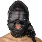Padded PU Leather Bondage Hood with Gag