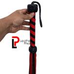 Red & Black Leather Flogger with Soft Strands