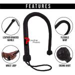 Black Leather BDSM Crop - 23" Fetish Slapper