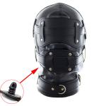 Padded PU Leather Bondage Hood with Gag