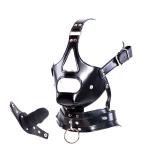 PVC Leather Hood Harness with Detachable Gag Plug