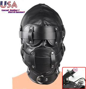 Head Hood Harness with Gag Plug and Blindfold