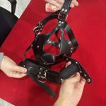 Faux Leather BDSM Hood with Detachable Gag Plug