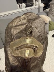 Gold Leather Bondage Deprivation Hood