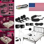 Adjustable BDSM Bed Restraints Kit with Cuffs & Blindfold