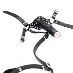 Open Mouth Gag Bondage Mask with Head Harness