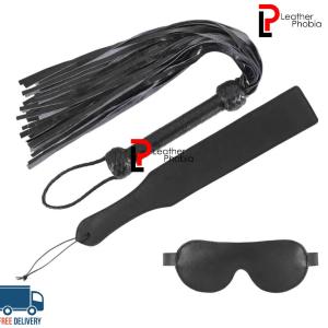 Leather Flogger & Spanking Paddle BDSM Set